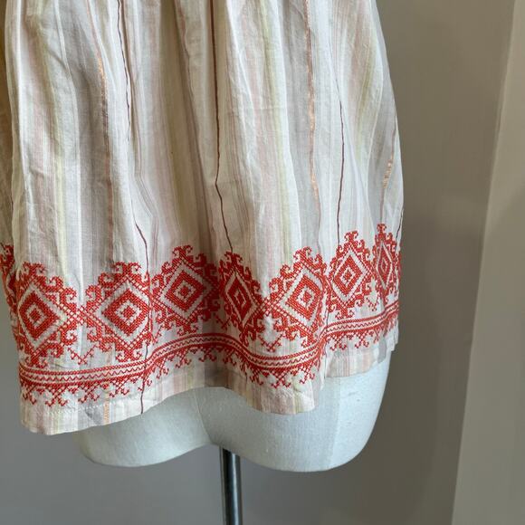 Anthropologie Floreat Cottagecore Smocked Puff Sleeve Cotton Blouse Size 12 - Picture 4 of 12